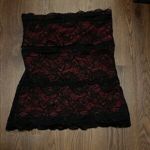 y2k red and black lace tube top